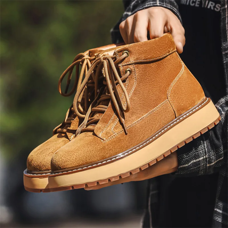 Men Formal Wear With Boots - جديد الخريف الشتاء اليدوية البقر المدبوغ