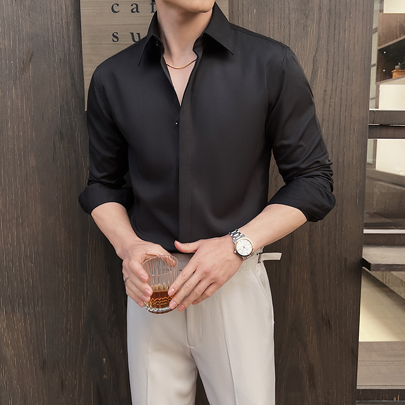 قميص رجالي أبيض بأكمام طويلة - - مراجعة Men Formal Wear Modern وسعره